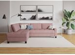 Ecksofa DOMO COLLECTION "Florentina zeitlos und elegant, Sitznähte als Designelement, L-Form", lila (beere), B:243cm H:84cm T:209cm, Struktur fein (100% Polyester);Luxus-Microfaser (100% Polyester);Luxus-Microfaser in Chenille-Optik (100% Polyester);Microvelour (100% Polyester);Webstoff (100% Polyester), Sofas, Ecksofa, wahlweise mit Bettfunktion, mit Kontrastnaht, Komfortsitzhöhe 47cm