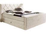 Boxspringbett HOME AFFAIRE "Atlanta", beige (creme), B:200cm L:221cm, Kunststoff, Massivholz, Stoff, Komplettbetten, Boxspringbett, inklusive Topper und Bettkasten