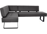 Eckbank K+W KOMFORT & WOHNEN "Spider II", grau (mocca 78, schwarz), B:165cm H:88cm T:227cm, Sitzbänke, Eckbank, Sitzsteppung, bequem durch Sandwichbauweise, 2 Stellmaße