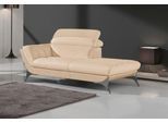 Recamiere EGOITALIANO "Sueli, extravagantes Design und erstklassiger Sitzkomfort", beige (champagner), B:180cm H:100cm T:110cm, Leder »NUVOLE« (Echtes Rindsleder). Halbnatürliches, halbnarbiges Rindsleder mit einer natürlichen Körnung von 1, 2 bis 1, 4 mm. Dieses Leder hat eine weiche, wachsartige Hand mit mattem Aussehen und einem Wolkeneffekt. Es handelt sich um ein Naturleder, das die ursprüngl