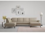 Wohnlandschaft SIT & MORE "Fashion U-Form", beige, B:338cm H:84cm T:207cm, Sofas, Wohnlandschaft, wahlweise mit Kopfteilverstellung, Vorziehsitz, motorisch, Metallfüße