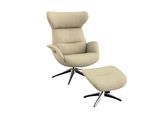 Relaxsessel FLEXLUX "Fernsehsessel More, ergonomisch, drehbar, robuster Fuß, Scandi", beige (sandy beige), B:90cm H:107cm T:89cm, 100% Polyester, Sessel, Relaxsessel, Premium Komfort, Rücken- und Kopfteilverstellung, Drehbar, Fuß Alu