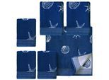 Handtuch Set DYCKHOFF "Seashell", blau (marine), 6 Stk., Walkfrottee, Walkfrottee, Obermaterial: 100% Baumwolle, Handtuch-Sets, Handtuch Set, mit Muschelmuster; 4 Handtücher (50x100cm), 2 Duschtücher (70x140cm)