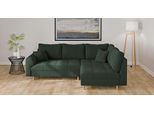 Ecksofa HOME AFFAIRE "CHARRE L-Form mit Ottomane, Maße B/T/H: 231/161/81 cm", grün (dunkelgrün), B:231cm H:81cm T:161cm, 100% Polyester, Sofas, Ecksofa, feine Steppung, lose Rücken- und Zierkissen, auch in Cord und Bouclé
