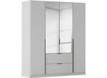 Drehtürenschrank OTTO HOME "Kleiderschrank Schrank Garderobe AGORDO mit Dekor- oder Hochglanzfront", grau (seidengrau), B:181cm H:210cm T:54cm, Holzwerkstoff, Schränke, Drehtürenschrank, mit Außenschubkästen, in 7 Breiten und 2 Höhen MADE IN GERMANY