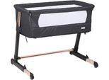 Beistellbett BABYGO "Together, goldfarben/schwarz", Baby, Gr. Liegefläche B/L: 48cm x 83cm, kein Härtegrad, schwarz (gold schwarz), Aluminium, Kunststoff, Polyester, Babybetten Beistellbett, faltbar