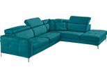 Ecksofa EGOITALIANO "Matt, hoher Sitzkomfort und aufwendige Detailverarbeitung, L-Form", blau (teal), B:285cm H:100cm T:221cm, Sofas, Ecksofa, mit Ottomane, inkl. verstellbarer Kopfteile zum Relaxen