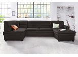 Wohnlandschaft SIT & MORE "Pisa U-Form", schwarz, B:319cm H:89cm T:168cm, Flachgewebe (100% Polyester);Luxus-Microfaser1 (100% Polyester);Luxus Microfaser2 (90% Polyester, 10% Polyamid), Sofas, Wohnlandschaft, mit Federkern, wahlweise mit Bettfunktion