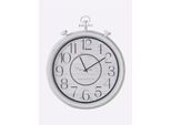 Wanduhr, weiß, Wanduhren, B/H/T: 60cm x 72,5cm x 6cm, Wanduhr, B:60cm H:72,5cm T:6cm