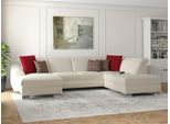 Wohnlandschaft SIT & MORE "Dundee U-Form", beige (creme), B:338cm H:86cm T:219cm, Sofas, Wohnlandschaft, mit Federkern und Edelstahlfüßen, wahlweise mit Kopfteilverstellung