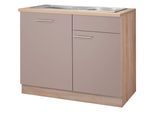Spülenschrank WIHO KÜCHEN "Montana", braun (front und korpus: trüffel, arbeitsplatte: sonoma eiche), B:110cm H:85cm T:60cm, Schränke, Spülenschrank, 110 cm breit, inkl. Tür/Griff/Sockel für vollint. Geschirrspüler