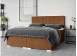 Bett HOME AFFAIRE "Ginoro mit Matratze und Topper, in 3 Breiten (140, 160 und 180 cm)", orange (terra), B:162cm H:119cm L:209cm, 100% Polyester, Betten, Bett, Boxspringbett mit Kopfteil, Bettkasten, Matratze (BFK/TFK) und Topper