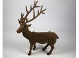 Weihnachtsfigur AM DESIGN "Rentier stehend mit samtweichem Flock", braun, B:20cm H:76cm T:60cm, Kunststoff, Dekofiguren, Weihnachtsfigur, aus Kunststoff, Höhe 76 cm, in verschiedenen Farben