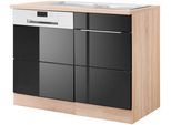 Spülenschrank KOCHSTATION "KS-Brindisi", schwarz (schwarz hochglanz, eichefarben), B:110cm H:85cm T:60cm, Holzwerkstoff, MDF, Schränke, Spülenschrank, 110 cm breit, inkl. Möbeltür für Geschirrspüler sowie Einbauspüle