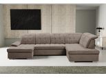 Wohnlandschaft WERK2 "Kordula-New Multifunktion Couch, Breite 332cm, bequem, U-Form", beige, B:332cm H:105cm T:217cm, 95% Polyester, 5% Nylon, Sofas, Wohnlandschaft, Sofa in U-Form mit Schlaffunktion & Bettkasten, Schlafcouch