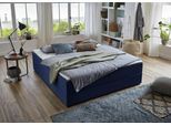 Boxbett "Lucy", blau (navyblau), B:160cm L:200cm, Bezug Bettbox und Obermatratze: Strukturstoff (90% Polyester, 10% Nylon);Topper: Jersey (100% Polyester), ATLANTIC HOME COLLECTION, Komplettbetten, Boxbett, ohne Kopfteil, frei im Raum stellbar, mit Bettkasten