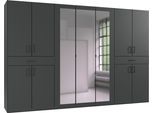 Drehtürenschrank WIMEX "Tibet", grau (graphit), B:313cm H:208cm T:58cm, Holzwerkstoff, Schränke, Drehtürenschrank, mit Schubkästen auf bequemer Zugriffshöhe