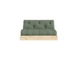 Schlafsofa KARUP DESIGN "Flip Sofabed, Made in Europe, mehrere Farben, vielseitig einsetzbar", grün (olive grün), B:145cm H:83cm T:98,5cm, Bezug: 80% Baumwolle, 20% Polyester, Sofas, Schlafsofa, inkl. handgefertigte Futonmatratze, FSC-zertifiziertes Massivholz