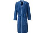 Herrenbademantel EGERIA "Nico, ideal für Sauna & Spa, Hotelbademantel, Morgenmantel" Gr. XL, blau (jeansblau), L:125cm, Walkfrottee, Hausmäntel, Herrenbademantel, mit Kimono-Kragen, farblich abgesetzte Paspelierung