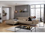 Ecksofa W.SCHILLIG "piedroo, Designsofa mit tollem Sitzkomfort, elegant und bequem, L-Form", braun (stone z59), B:343cm H:70cm T:193cm, Longlife Xtra-Leder Z59: Glattleder mit modischer Prägung. Hautstärke 0, 9 - 1, 1 mm, Sofas, Ecksofa, Kopfteilverstellung, wahlweise mit Sitztiefenverstellung, Breite 343cm