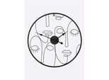 Wanduhr, schwarz, Wanduhren, B/H/T: 60,5cm x 60,5cm x 3cm, Wanduhr, B:60,5cm H:60,5cm T:3cm