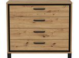 Schubkastenkommode FORTE "Trondheim", schwarz (artisan eiche, schwarz eiche), B:104,7cm H:81,3cm T:41,5cm, Sideboards, Schubkastenkommode