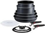 Topf-Set TEFAL "Ingenio So'Light, Topf und Pfannenset abnehmbarer Griff, stapelbar", schwarz, Töpfe, Topf-Set, Light Tech Technology, platzsparend, induktionsgeeignet, L72393