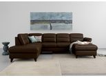 Wohnlandschaft SIT & MORE "Mellum U-Form", braun (mocca), B:306cm H:87cm T:212cm, 100% Polyester, Sofas, Wohnlandschaft, Federkern, wahlweise mit Bettfunktion, Stauraum und Armteilfunktion