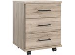 Rollcontainer WIMEX "Home Desk", braun (san remo eiche nachbildung), B:46cm H:58cm T:40cm, Holzwerkstoff, Rollwagen, Rollcontainer, mit 3 Schubladen, 46cm breit, 58cm hoch