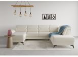 Wohnlandschaft SIT & MORE "Sinatra U-Form", beige (creme), B:326cm H:85cm T:220cm, 98% Polyester, 2% Polyamid, Sofas, Wohnlandschaft, optional mit Kopfteilverstellung und Armteilfunktion, Metallfüße