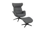 Relaxsessel FLEXLUX "Fernsehsessel More, ergonomisch, drehbar, robuster Fuß, Scandi", blau (navy blau), B:90cm H:107cm T:89cm, 62% Polyester, 17% Cotton, 14% Linen, 12%Polyester, 4% Wool, Sessel, Relaxsessel, Premium Komfort, Rücken- & Kopfteilverstellung, drehbar, Fuß schwarz