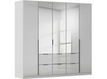 Drehtürenschrank OTTO HOME "Kleiderschrank Kleiderschränke Schrank Garderobe AGORDO mit Glasfront", grau (seidengrau, glas seidengrau), B:226cm H:229cm T:54cm, Holzwerkstoff, Schränke, Drehtürenschrank, mit Außenschubkästen, in 7 Breiten und 2 Höhen MADE IN GERMANY