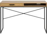 Schreibtisch ACTONA GROUP, braun (matt wildeiche, matt schwarz, matt wildeiche), B:110cm H:75cm T:45cm, Tische, Schreibtisch, Metallgestell, 1 Schublade und 1 offenem Fach, Breite 140 cm