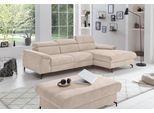 Ecksofa COTTA "Kitty L-Form, B: 242 cm", beige, B:244cm H:72cm T:166cm, Microfaser (100% Polyester);Flachgewebe (100% Polyester), Sofas, Ecksofa, mit Kopfteilverstellung, optional Bettfunktion & Bettkasten