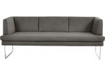 Polsterbank K+W KOMFORT & WOHNEN "Cube", grau (granit 83), B:209cm H:82cm T:67cm, Sitzbänke, Polsterbank, Hammerkissenoptik, 2 Breiten, Hochkantkufe in Edelstahloptik