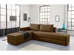 Ecksofa "LooksIII L-Form", braun (messing), B:287cm T:229cm, Struktur (100% Polyester);Feinstruktur (100% Polyester), LOOKS BY WOLFGANG JOOP, Sofas, Ecksofa, durch Drehfunktion zum Bett wandelbar, inklusive Staufach