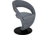 Drehstuhl K+W KOMFORT & WOHNEN "Wave", blau (blau, drehteller in metall schwarz struktur), B:62cm H:86cm T:61cm, 785: Microfaser, 100% Polyester, Stühle, Drehstuhl, Design-Drehstuhl, schwarzer Drehteller