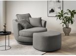 Drehsessel HOME AFFAIRE "MAISIE, Love Seat XXL Lese-Sessel, Big-Sessel mit Hocker", grau (mittelgrau), B:120cm H:86cm T:173cm, Sessel, Drehsessel, Set in MEGA CORD und Web-Velours, drehbar 360 Grad