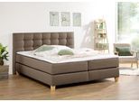 Boxspringbett HOME AFFAIRE "Moulay", braun (mittelbraun), B:214cm L:211cm, Komplettbetten, Boxspringbett, inkl. Topper, in 3 Härtegraden, TFK auch in Härtegrad 4