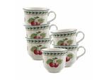 Tasse VILLEROY & BOCH "Kaffeetassen French Garden Fleurence 120 ml 6er Set bunt", bunt, 6 tlg., Porzellan, Trinkgefäße, Tasse
