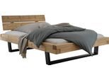 Massivholzbett HOME AFFAIRE "Ultima Balkenbett Doppelbett, Füße Metallkufe", braun (fichte), B:198cm H:88cm L:228cm, Betten, Massivholzbett, FSC-zertifizierte Wildeiche oder Fichte, viele Breiten zur Auswahl