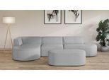 Ecksofa OTTO HOME "EIVIND Designer Sofa mit Ottomane rechts/links, B/T/H: 343/159/72 cm", grau (hellgrau), B:343cm H:72cm T:159cm, 100% Polyester, Sofas, Ecksofa, L-Form mit Wellenunterfederung, auch in Feincord und Bouclé