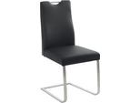 Freischwinger K+W KOMFORT & WOHNEN "6194", schwarz (nero 81, edelstahlfarbig), B:47cm H:100cm T:61cm, Stühle, Freischwinger, mit praktischem Griff oben am Rücken, Gestell aus Edelstahl
