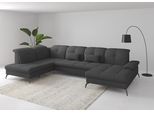 Wohnlandschaft SIT & MORE "Amica, U-Form, inkl. Sitztiefenverstellung und Armteilverstellung", grau (dunkelgrau), B:357cm H:90cm T:231cm, 95% Polyester, 5% Polyamid, Sofas, Wohnlandschaft, wahlweise mit Kopfteilverstellung, Bettfunktion und Bettkasten