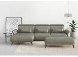 Ecksofa HOME AFFAIRE "Fjord L-Form", grau, B:324cm H:93cm T:184cm, 100% Polyester, Sofas, Ecksofa, massiv, wahlweise mit Armlehnfunktion, Kopf- Sitztiefenverstellung