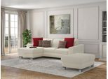Ecksofa SIT & MORE "Dundee L-Form", beige (creme), B:264cm H:86cm T:175cm, Sofas, Ecksofa, mit Federkern und Edelstahlfüßen, wahlweise mit Kopfteilverstellung