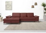 Ecksofa OTTO HOME "Costello L-Form, B: 301 cm mit Sitztiefen-, Armteilverstellung &", rot (merlot), B:301cm H:89cm T:176cm, Luxus-Microfaser (90% Polyester, 10% Polyamid);Samtoptik (100% Polyester), Sofas, Ecksofa, 3 Nierenkissen, optional Bettfunktion & Bettkasten