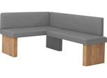 Eckbankgruppe MASSIVLINE & MORE "Anna", braun (eichefarben, lotos 5311 grau, grau, eichefarben), Kunstleder, Langer Schenkel rechts (130/169cm), Holzwerkstoff, Kunstleder, Sitzmöbel-Sets, Eckbankgruppe, mit 2 Stühlen mit massiven Gestell