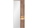 Garderobenschrank INNOSTYLE "LINEA Garderoben Set,besteht aus 5 Typen, 266x204x38cm (B/H/T)", grau (cosmos grau, flagstaff oak umbra), B:82cm H:204cm T:38cm, Holzwerkstoff, MDF, Schränke, Garderobenschrank, Spiegeltür, 2 Holztüren,Led-Beleuchtung, Soft-Close,ABS-Schutzkanten