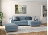 Ecksofa SIT & MORE "Dundee L-Form", blau (hellblau), B:264cm H:86cm T:175cm, Sofas, Ecksofa, mit Federkern und Massivholzfüßen, wahlweise mit Kopfteilverstellung
